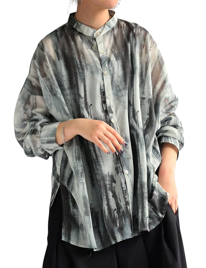 Antiqua Sheer Long Regular Size Women's Shirt, Sleeve, (S-L), 15, Gray, PO-00179