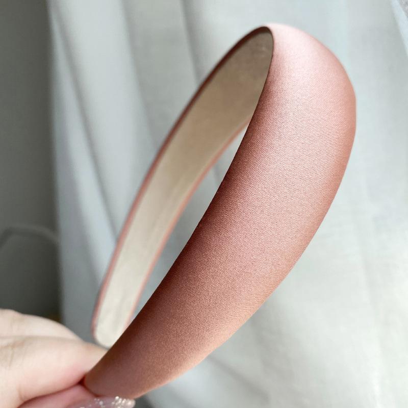 Spring New Glossy Satin Headbands for Women multi-color Light Pink 3cm wide thick sponge plastic Pad Hair bands
