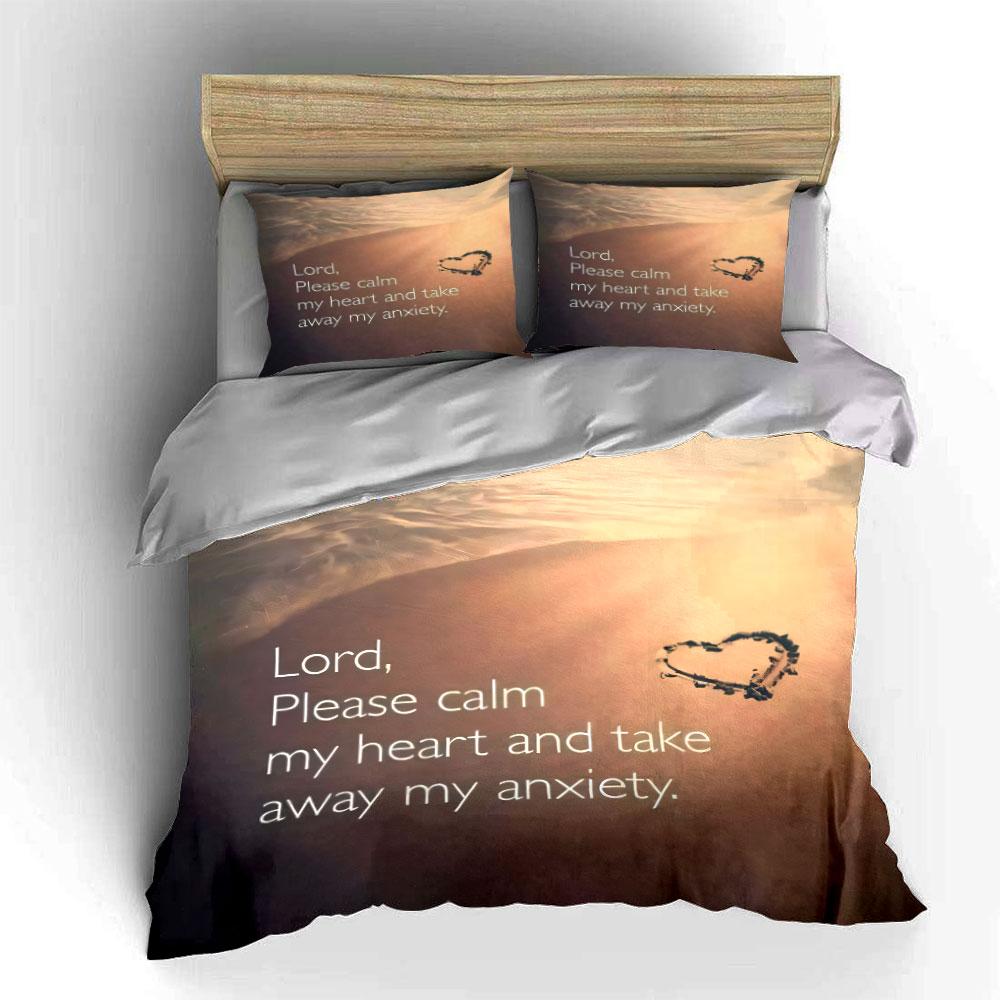 "Beach-Themed Serenity Prayer Set" kid's and adults' bedroom decor, Exquisite three-piece bedding set gift