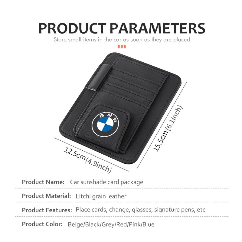 For BMW Car Sun Visor Storage Bag Sunglasses Organizer Holder Card Clip G30 G20 M3 M5 E91 E92 E93 E36 E70 X3 X4 X5 X1 E39 F30