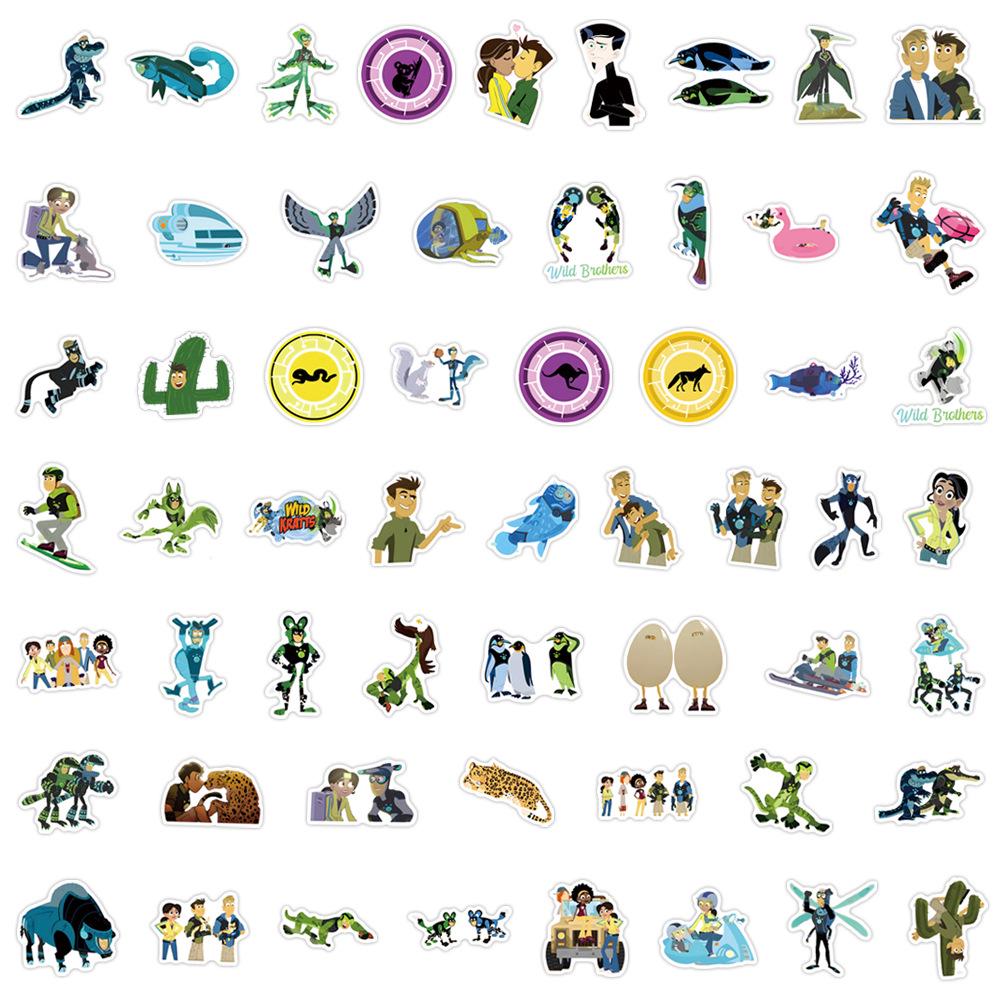 

Wild Kratts Animal Brothers Waterproof Stickers: 55 Cartoon Sheets for Journals, Stationery, Water Bottles, and Computers.