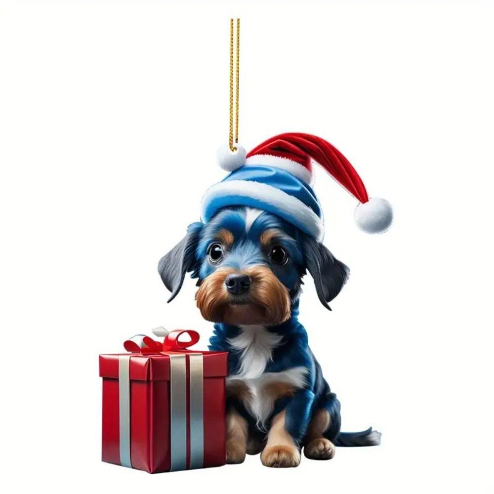 Acrylic Dog Christmas Ornament Handmade Christmas Decoration Dog Christmas Tree Pendant Office