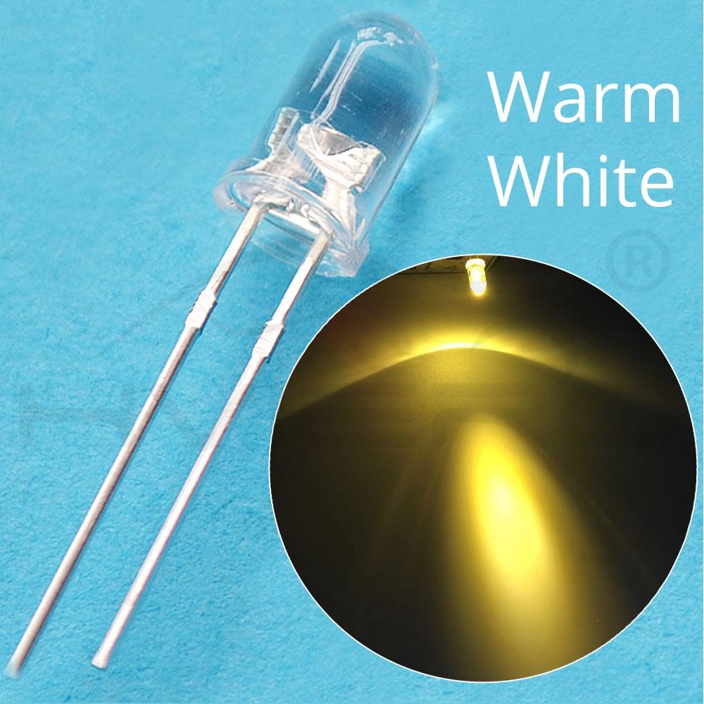 100Pcs White Blue Red Yellow Green 5mm 3mm Round LED Assortment Kit Ultra Super Bright Light Emitting 6000-6500k Diode Bulb Lamp