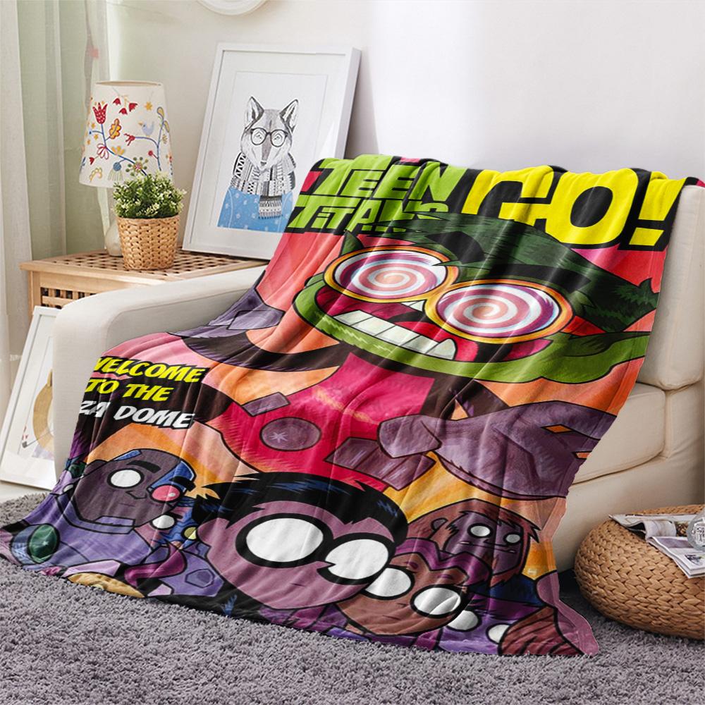 1PC Teen Titans Print FlAannel Blanket, High quality Comfortable for All Seasons, Home Decor, Warmth and Comfort