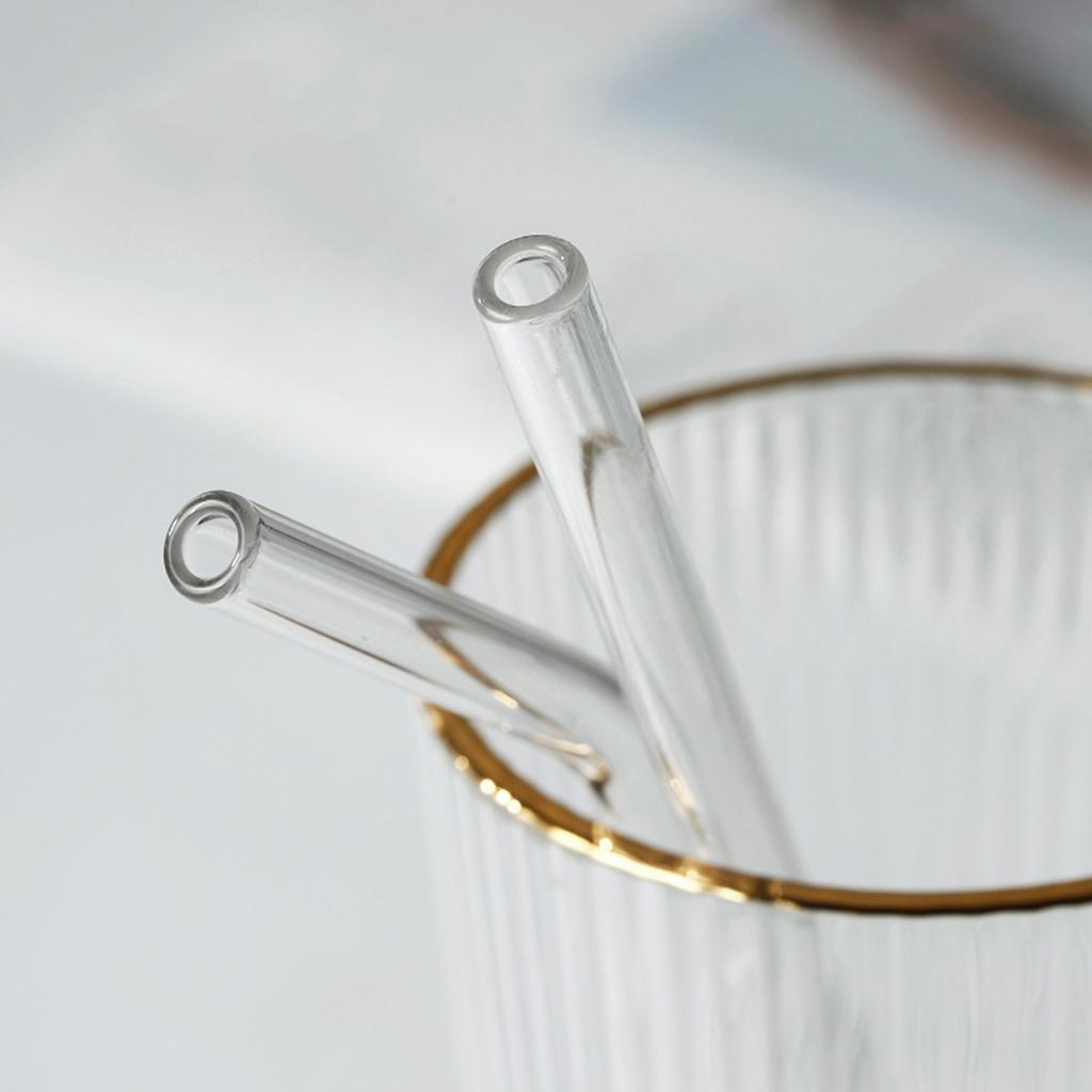 15 Pack Reusable Glass Straws, 8inch X 8mm Drinking Straws Travel Set, Include 12 Straws, 2 Cleaning Brush, 1 Bag, For Smoothies, Beverages, Juice