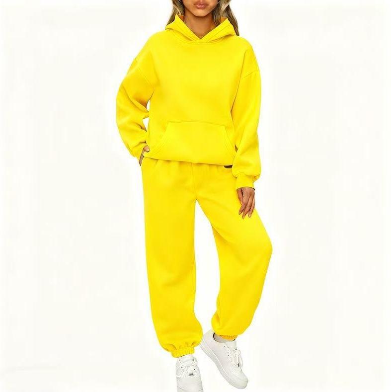 Women's Fall/Winter Casual Two-Piece Set Hooded Sweatshirt and Sweatpants