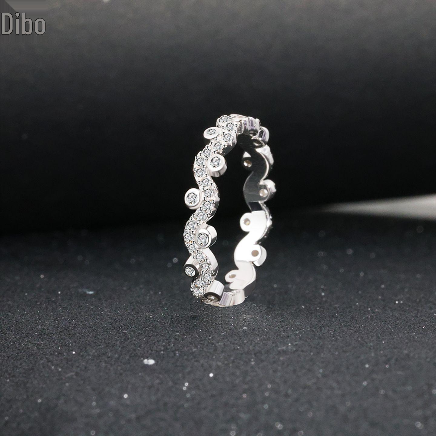 Dibo S925 Sterling Silver Twisted Cube Ring for Women - Fashionable European & American Style Size 7