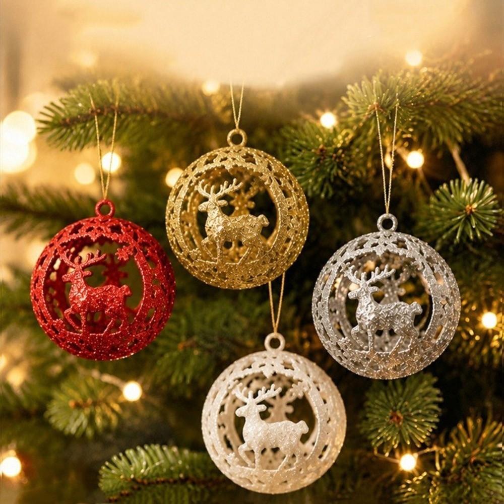 6Pcs Glitter Christmas Ball Ornaments Hanging Xmas Tree Decoration Balls Holiday Home Decoration
