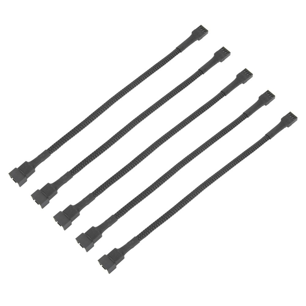 5PCS Braideds Rope Extension Cable 4-Pin PC Fan Cable Practical PWM Fan Cable  CPU Cooling