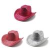 Cappello Western Classico da Cowboy con Pizzo e Filo d'Oro per Artisti da Palco e Appassionati di Feste