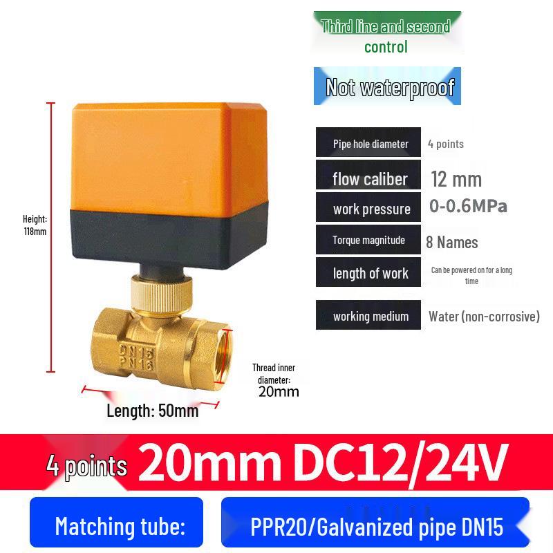 220V DN15 Měděný závitový elektrický kulový ventil pro regulaci vody