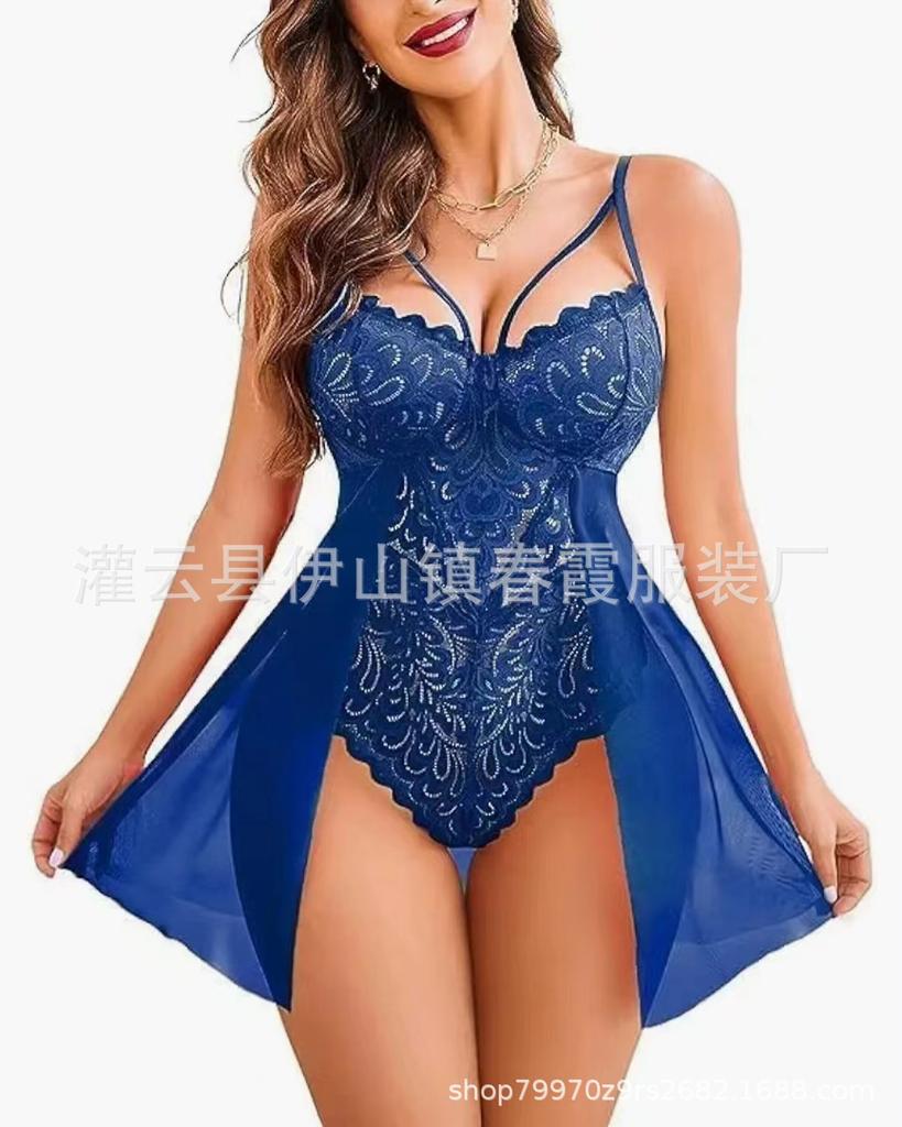 New One-piece Mesh Lace Pure Desire Slim Peach Hip Suspender One-piece Tight Lingerie Pajamas