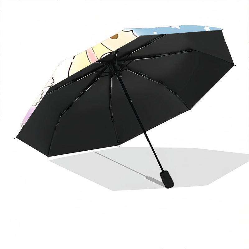 1pc Little Twin Stars Automatic Folding Umbrella - Portable 3-Fold Design with 8-Bone Iron Frame, Perfect for Festivals, Travel, Daily Use, and Gifts!