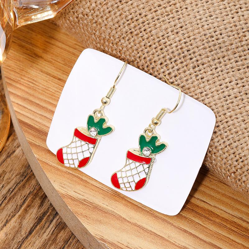Christmas Santa Snowflake Earrings Cane Candy Bells Elk Earrings Christmas Hat Earrings