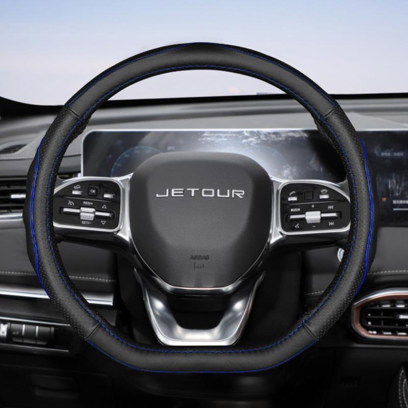 Jetour 21 X70/X70S/X90 95 Genuine Leather Steering Wheel Cover, All-Season Interior Accessory.