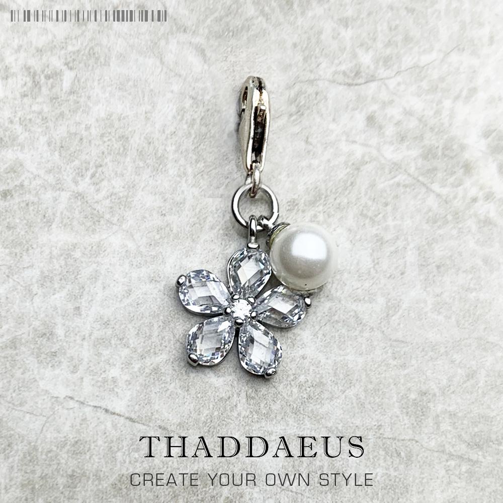Charm Pendant Flower & Pearl Europe Accessories Club Jewelry For Women Spring Gift In 925 Silver