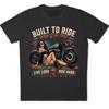 Built To Ride Born To Be Free T-Shirt Pin Up Girl Biker Motorcycle Retro Tee