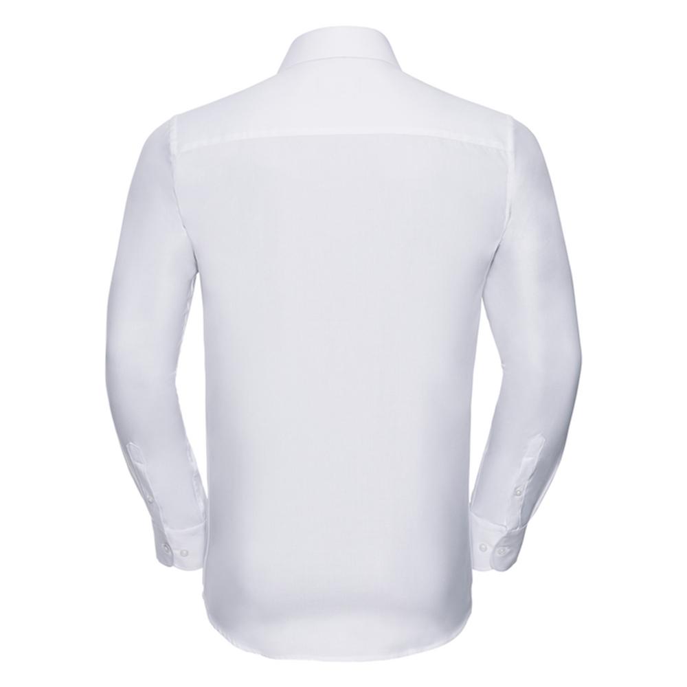 Russell Collection Mens Plain Herringbone Tailored Long-Sleeved Shirt