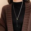 Long Winter-spring Style Adjustable Pearl Ball Sweater Necklace with Delicate Snake Bone Chain