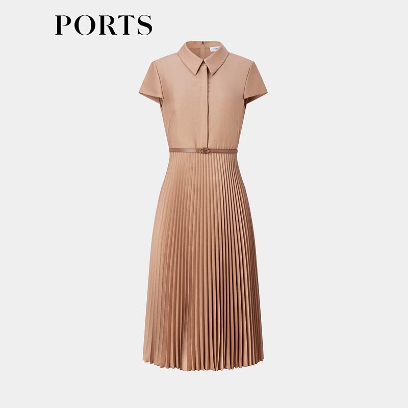 Ports Women's Shirt Collar Pleated Midi Dress