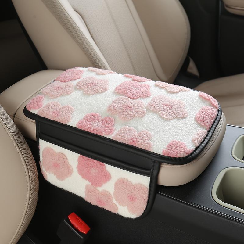 1Pcs Automobile Interior Decoration Cute Car Armrest Box Plush Cover Cushion Warm Center Console Arm Cover Pads