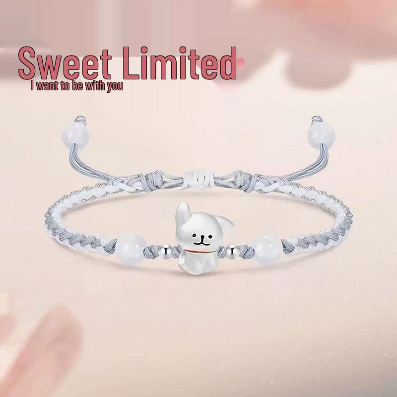 Children s Day Dog Couple Style Woven Hand Rope Bracelet Gift for Girls