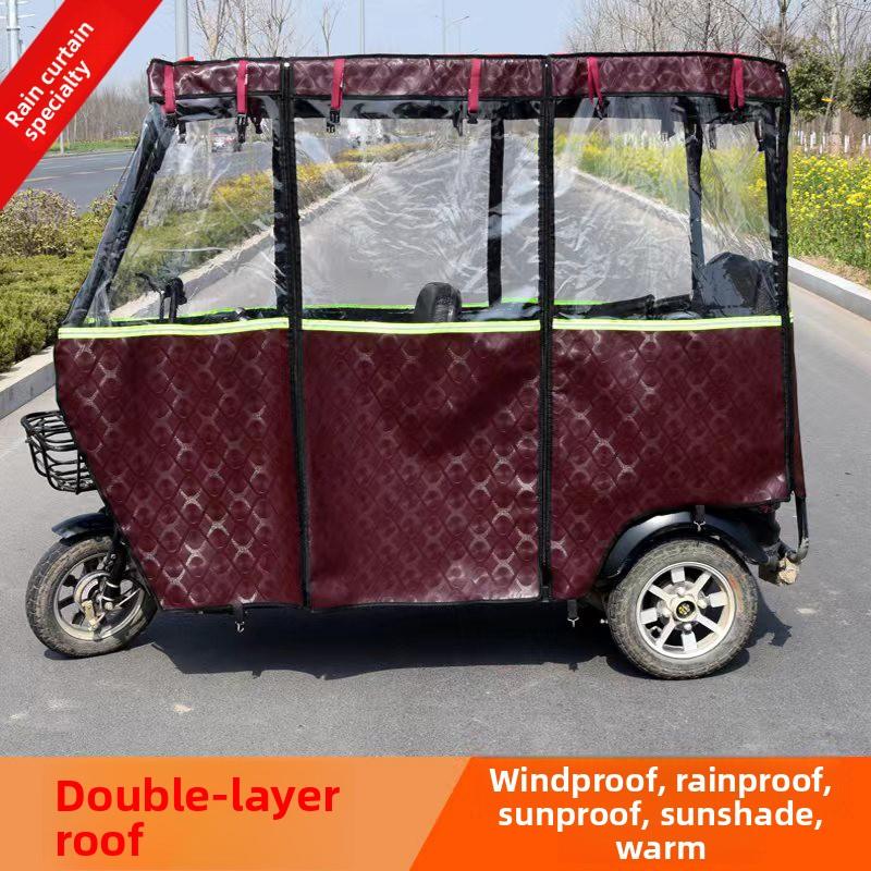 Universal Tricycle Sunshade Rainproof Plastic Canopy Mesh Top Leather Sunscreen Net All-season Three-wheeled Vehicle...
