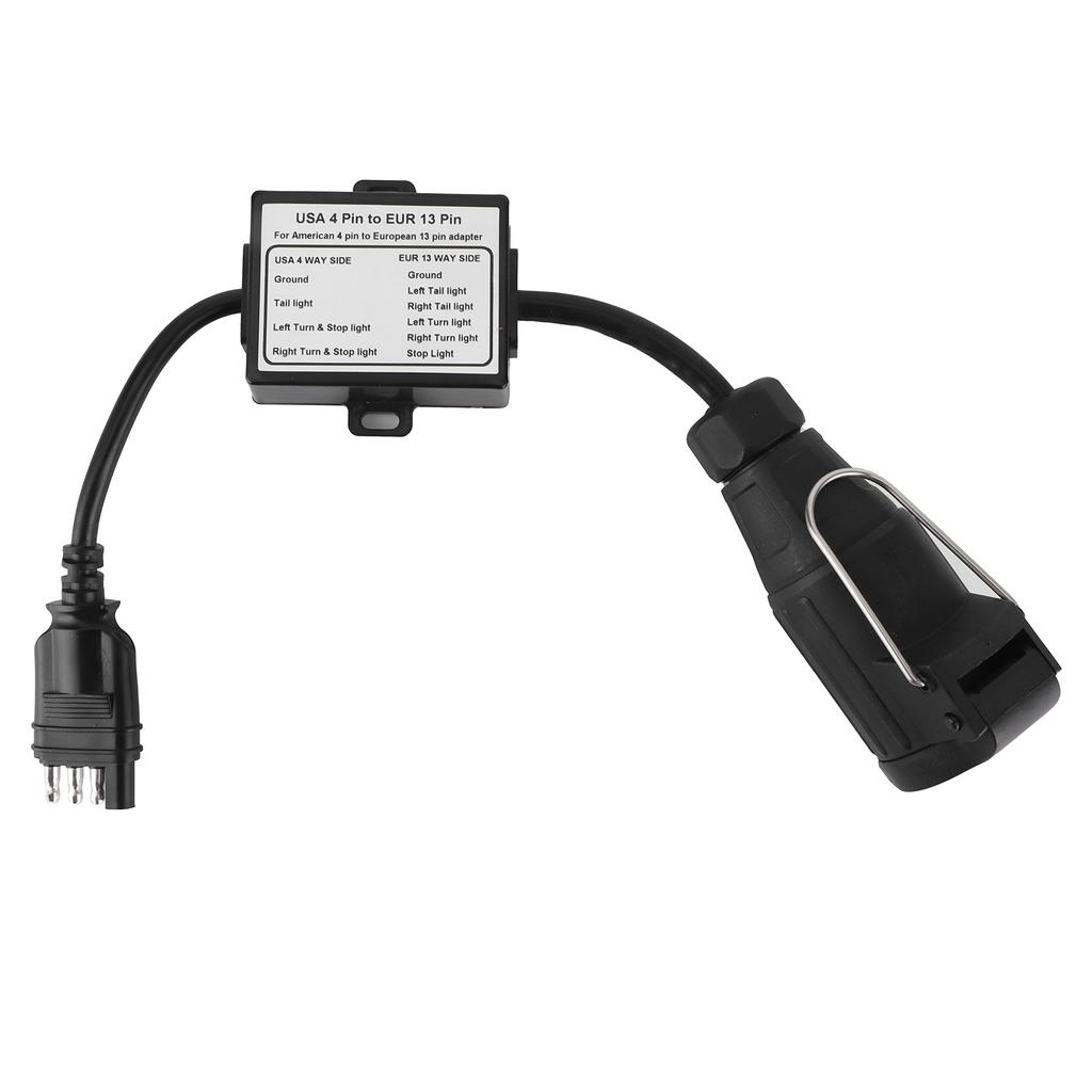 Trailer Connector US 4 Pin Flat Plug To EU 13 Pin Portable Trailer Light Circuit Wiring Converter