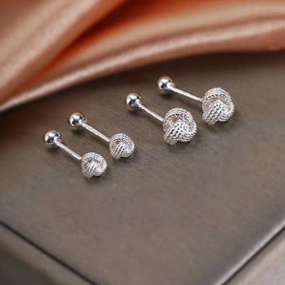 PONYKISS Boucles d'oreilles Clou Nœud Croisé Torsadé en Argent Sterling pour Femmes Tendance Fines Accessoires Vis Piercing Perle