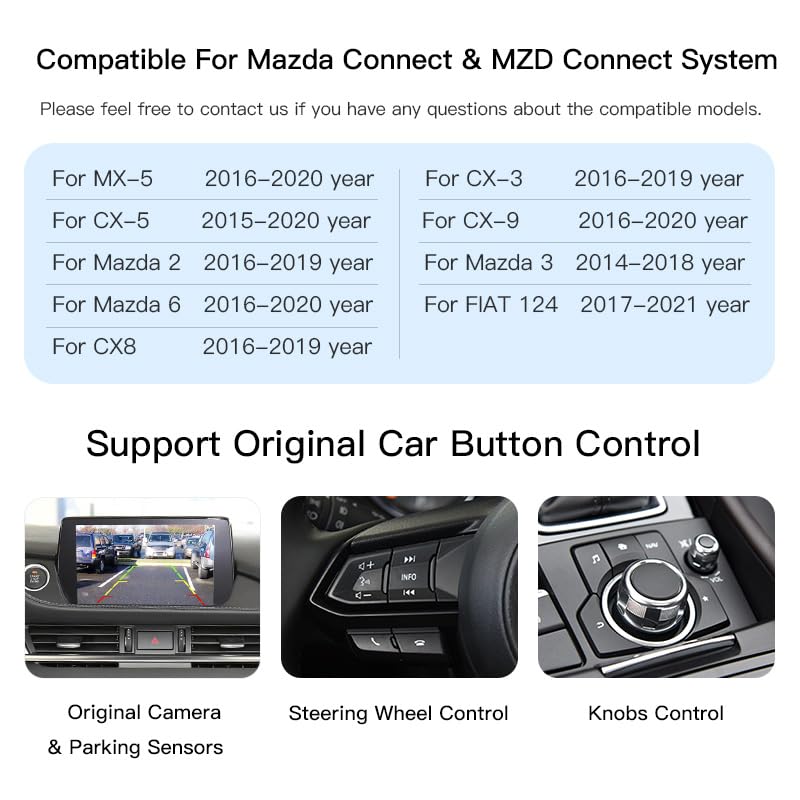 Adaptador Carplay para Mazda 2/3/6/CX3/CX5/CX9/MX5/FIAT 124 2014-2021 Carplay & Android Auto
