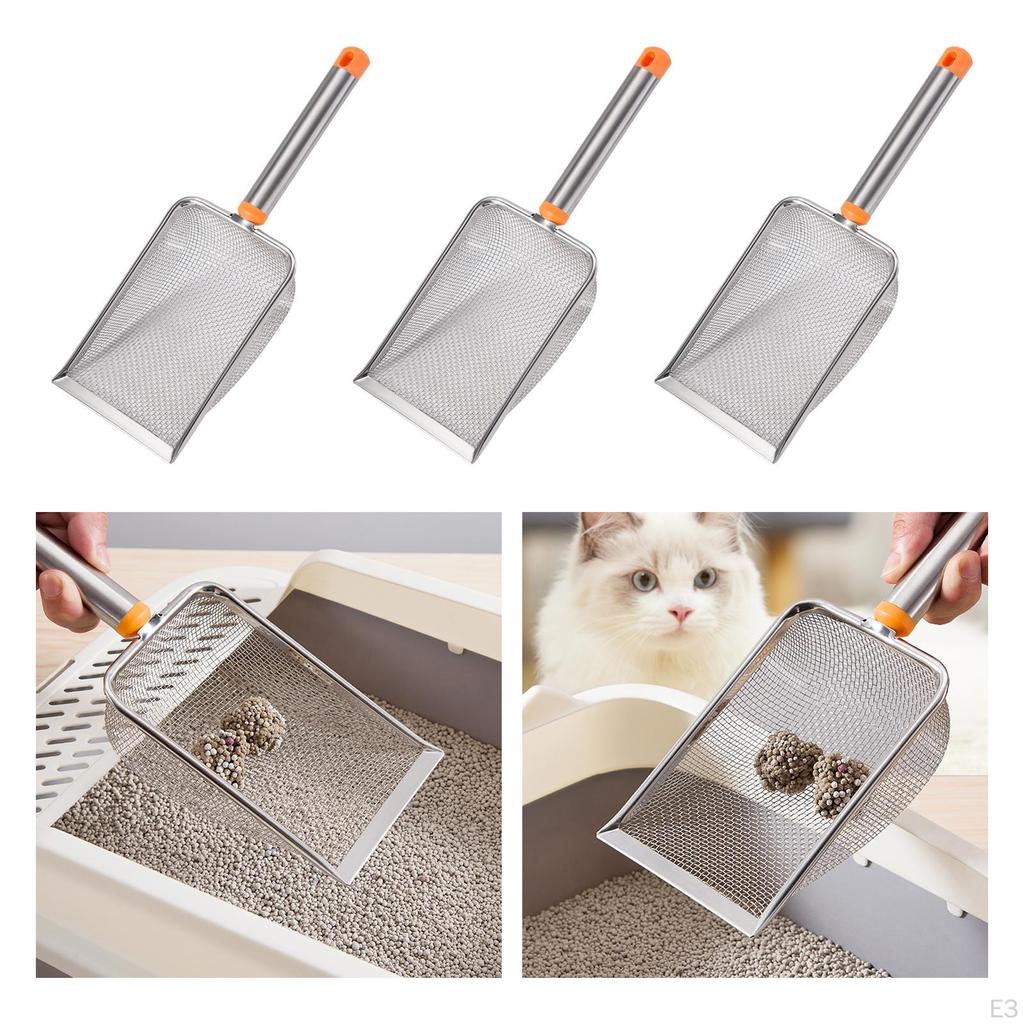 Cat Pet Cleaning Supplies Long Handle Stainless Steel Fine Mesh for Kitten Sumi