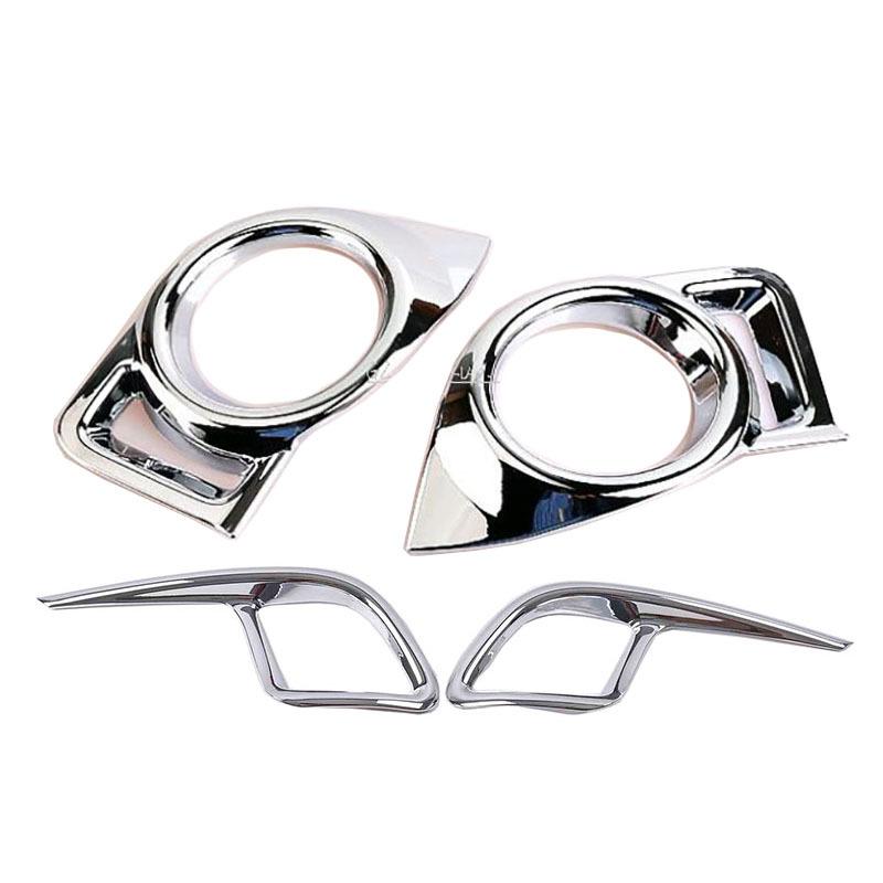 Chrome For Toyota Highlander 2015 2016 2017 Car Exterior Front Rear Fog Light Lamp Foglight Decor Frame Cover Accessories
