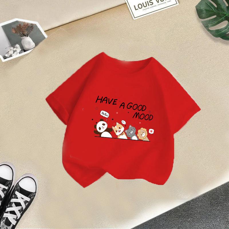 Kinder T-Shirt Niedliche Tiere Gedruckt Kinder 100% Baumwolle Oberteile O-Ausschnitt Kurzärmelig Kinder 2-13J T-Shirt