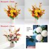Artificial Hydrangea Flower With Vase Arrangement For Living Room Decor
