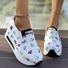 Fashion Fashion Butterfly Print Platform Sneakers Women Lightweight Slip On Walking Shoes Woman Thick Sole Non Slip Casual Sports Shoes