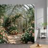 Outdoor Garden Poster Shower Curtain Vintage Window Wall Growing Floral Plants Polyester Fabric Shower Curtains Bathroom Decor