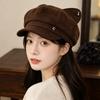 Suede Cat Ear Beret Hat Personalized Painter Hat Fashion Octagonal Hat for Women