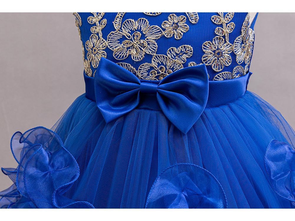 Detské vyšívané sieťované princeznovské šaty - nadýchaná sukňa pre družičku alebo na klavírne vystúpenie