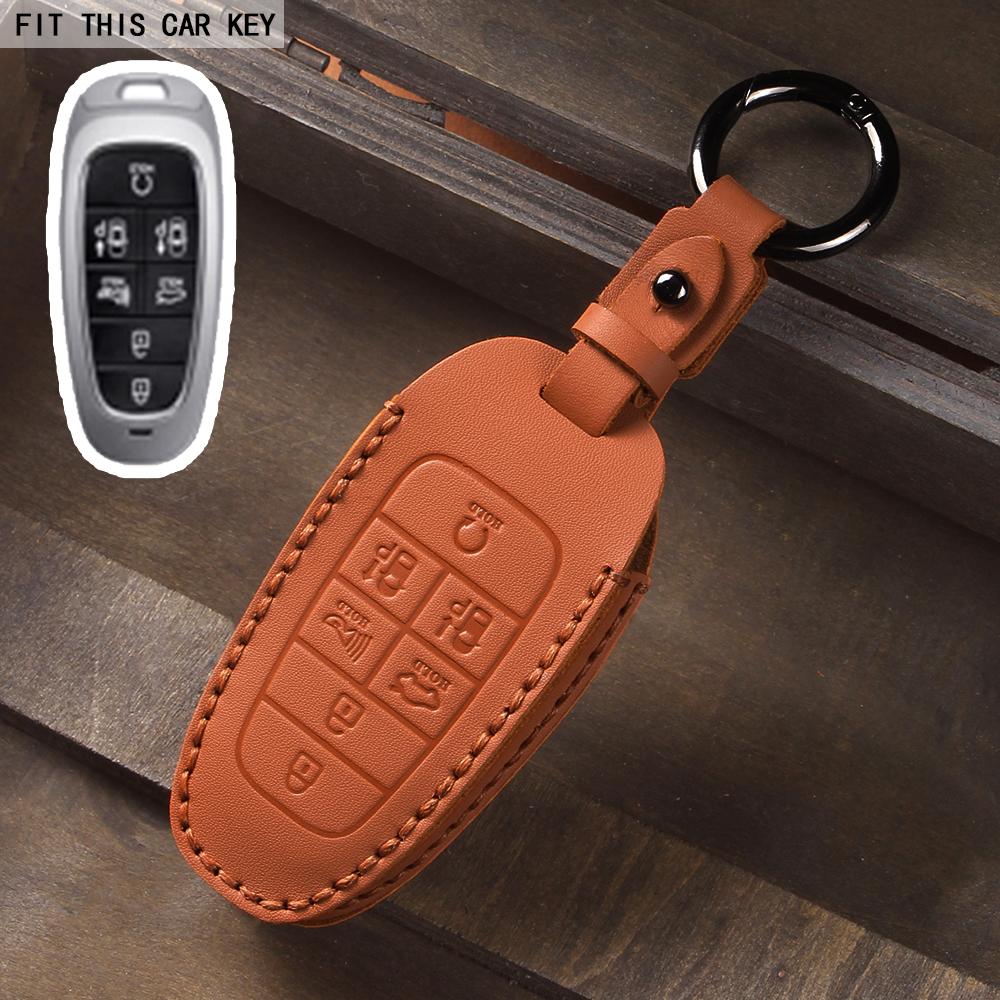 Leather Car Key Case Cover Fob for Hyundai Sonata Sel Ev 6 Ev 8 IONIQ 5 Nexo DN8 Fe Tucson Sonata Staria NX4 Ioniq