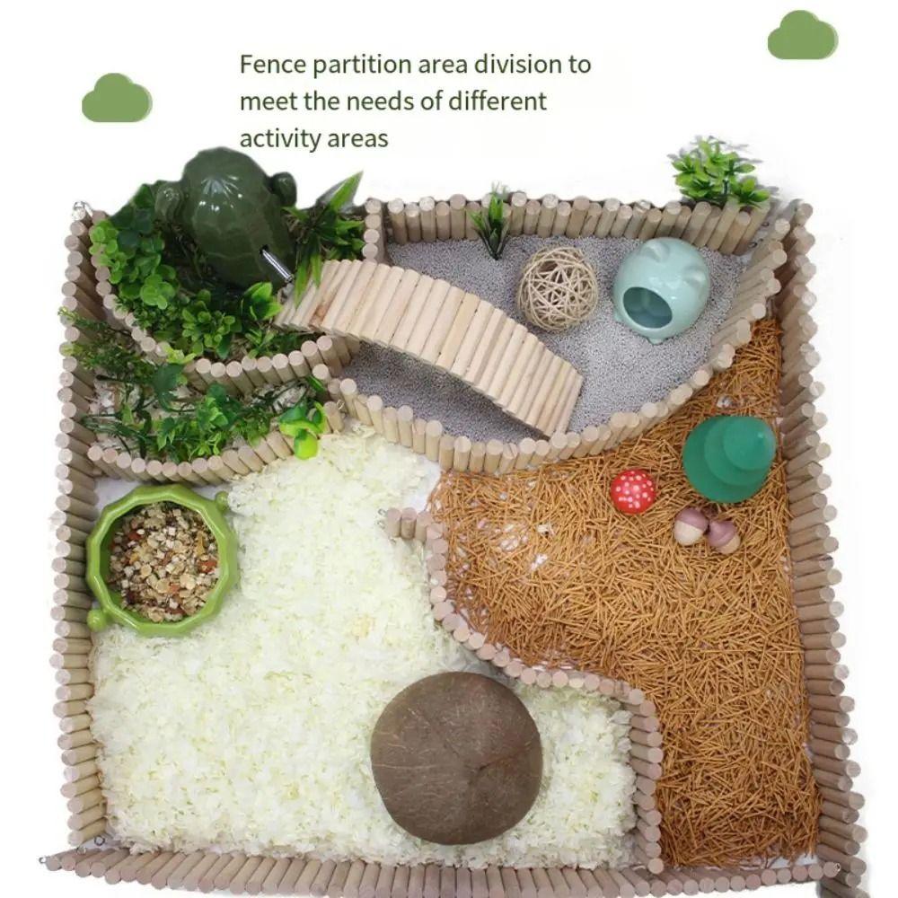 1 ks Snadno instalovatelná závěsná klecová dekorace Dřevěná podlahová plošina Potřeby pro malá zvířata