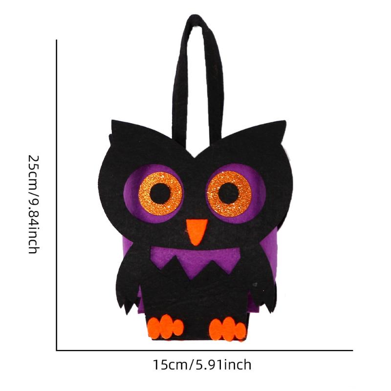 Halloween Felt Bat Owl Shaped Children'S Tote Bag Halloween Decor Small Candy Storage Bag Handbag Party Supplies For Kids Gift