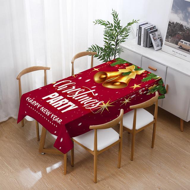 Christmas Tablecloths Holiday Decorations Santa Claus Printed Home Kitchen Table Stain -Resistant Tablecloths  Year Gifts
