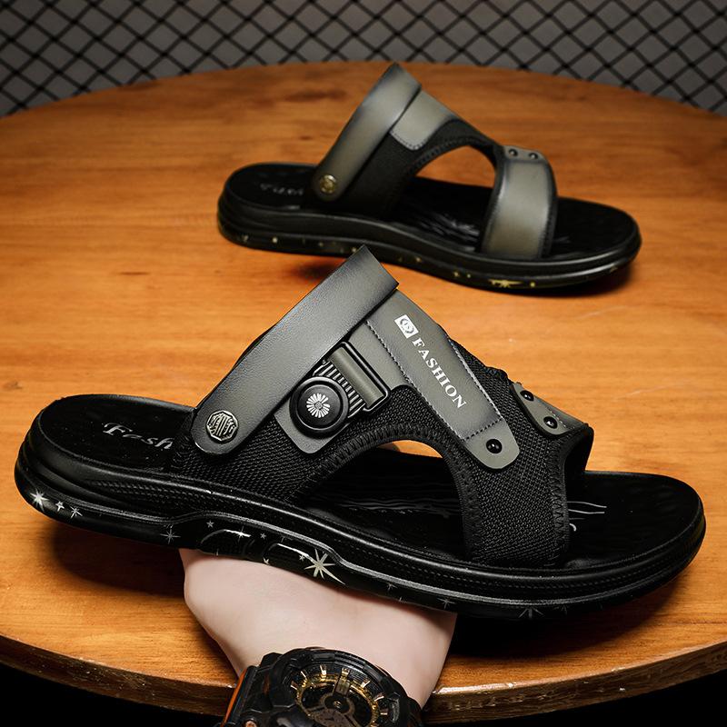 

Мужская обувь лето новая высококачественные сандалии с открытым носком нескользящие удобные пляжные туфли для вождения универсальные повседневные сандалии 44 серый