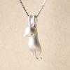 Women Faux Silver Lovely Jumping Cat Pendant Necklace Collar Jewelry