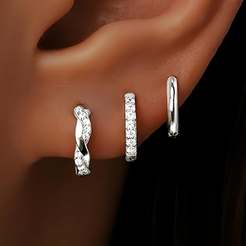 3PCSTwist Huggie Earring Set For Women Fashion Tragus Hoop Earring Bulk Cartilage Piercing Helix Jewelry Lot Lobe Earring Pack