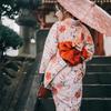 BUITVOZE Kimono Set and Hair for Cherry Blossom Adult and Heko Obi Size Fits One Size Fits Women's 4-Piece (Yukata, Obi, Fan, Accessory) Viewing,