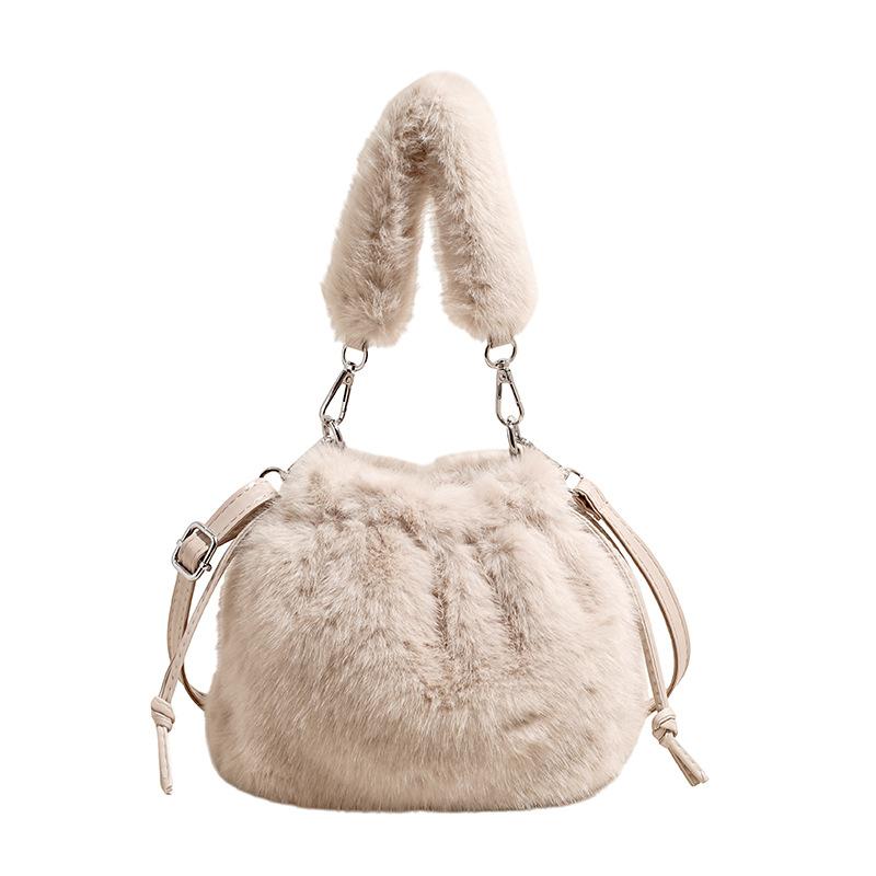 New Fashi Commuter Crossbody Bags for Women Stylish Fluffy Shoulder Handle Bag Comfortable and Versatile Texture Bucket Bag