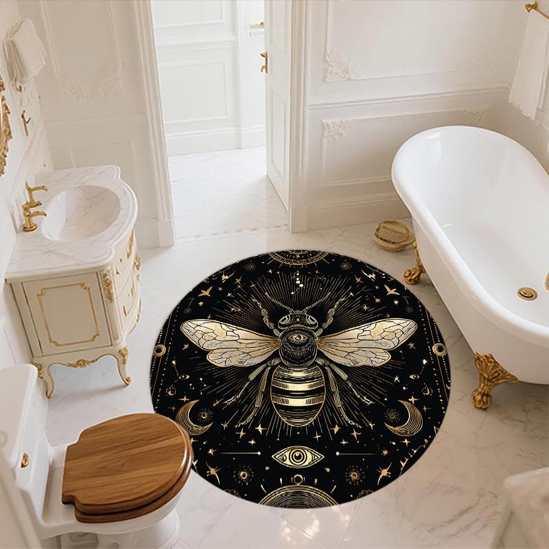 Colorful Winged Bee,Round Area Rug,Carpet Rug for Living Room Bedroom Sofa Playroom Decor,Non-slip Floor Mat
