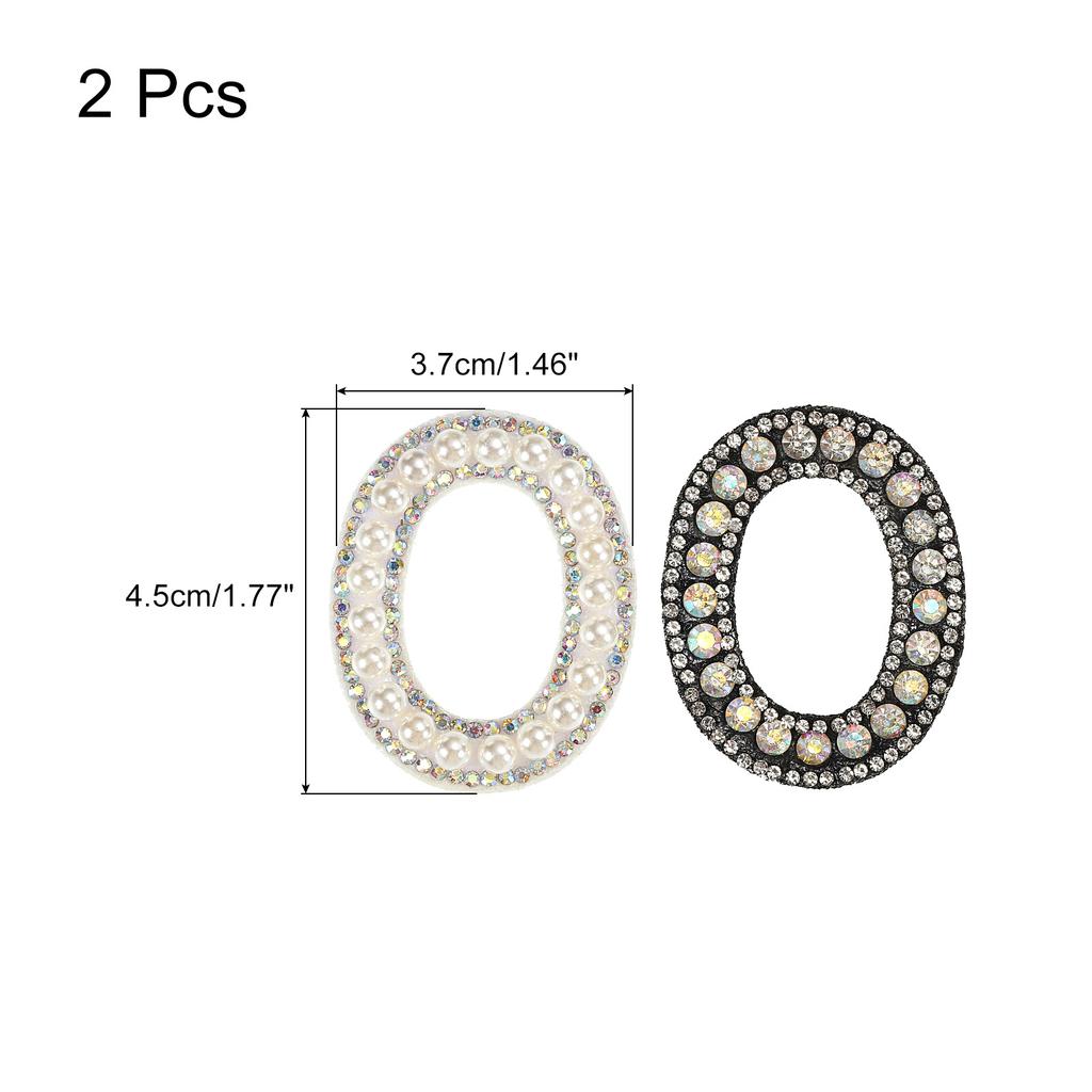 2pcs Iron On Patch Decorative Glitter Pearl Applique Rhinestone English Letter for Clothes Applique DIY Handmade Bag Hat Jeans