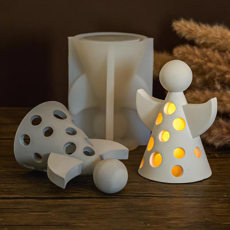 1set Angel Shape Silicone Candle Holder Mold,hollow Angel Design Silicone Mold For Casting Plaster,concrete And Resin